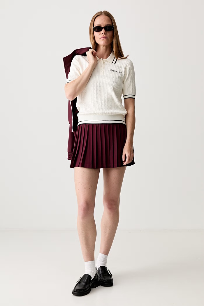 Sporty & Rich Abigail spódnica plisowana z wiskozą SK01275326RE02 bordowy