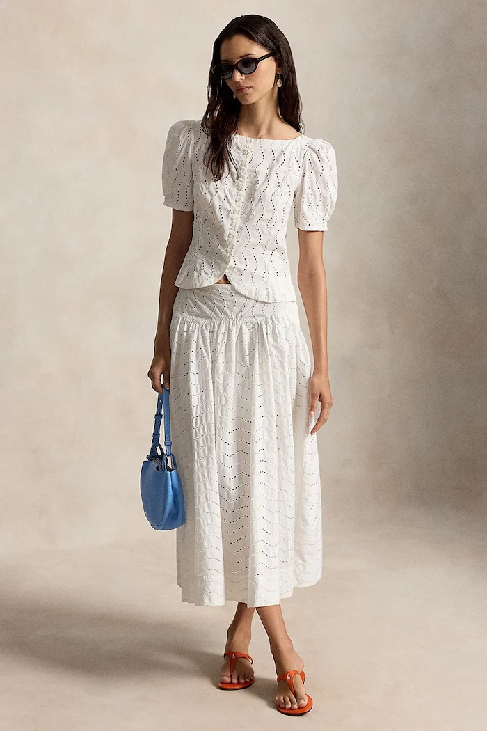 Polo Ralph Lauren spódnica bawełniana 211A12942 biały