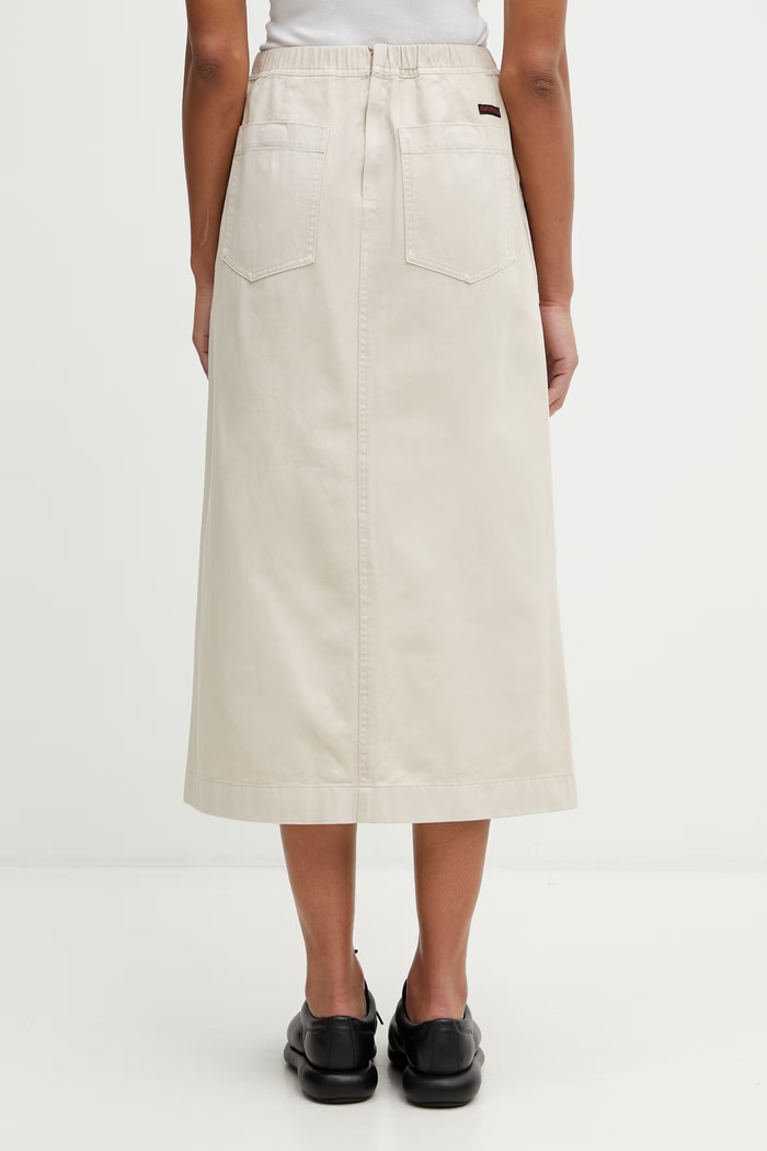 Ρούχα Gramicci LONG BAKER SKIRT φούστα με σκίσιμο από βαμβάκι G3SW.SK069. μπεζ