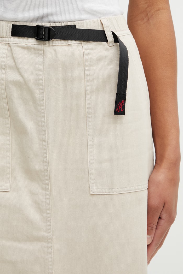 Gramicci LONG BAKER SKIRT φούστα με σκίσιμο από βαμβάκι μπεζ G3SW.SK069.