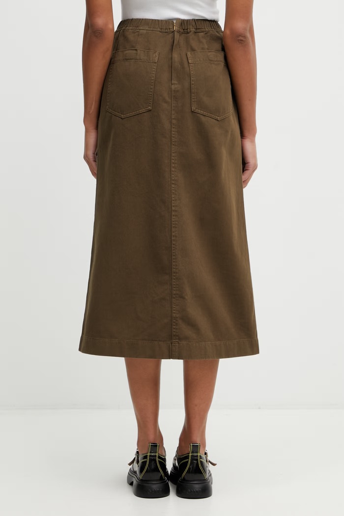 Ρούχα Gramicci LONG BAKER SKIRT φούστα με σκίσιμο βαμβακερή G3SW.SK069. πράσινο