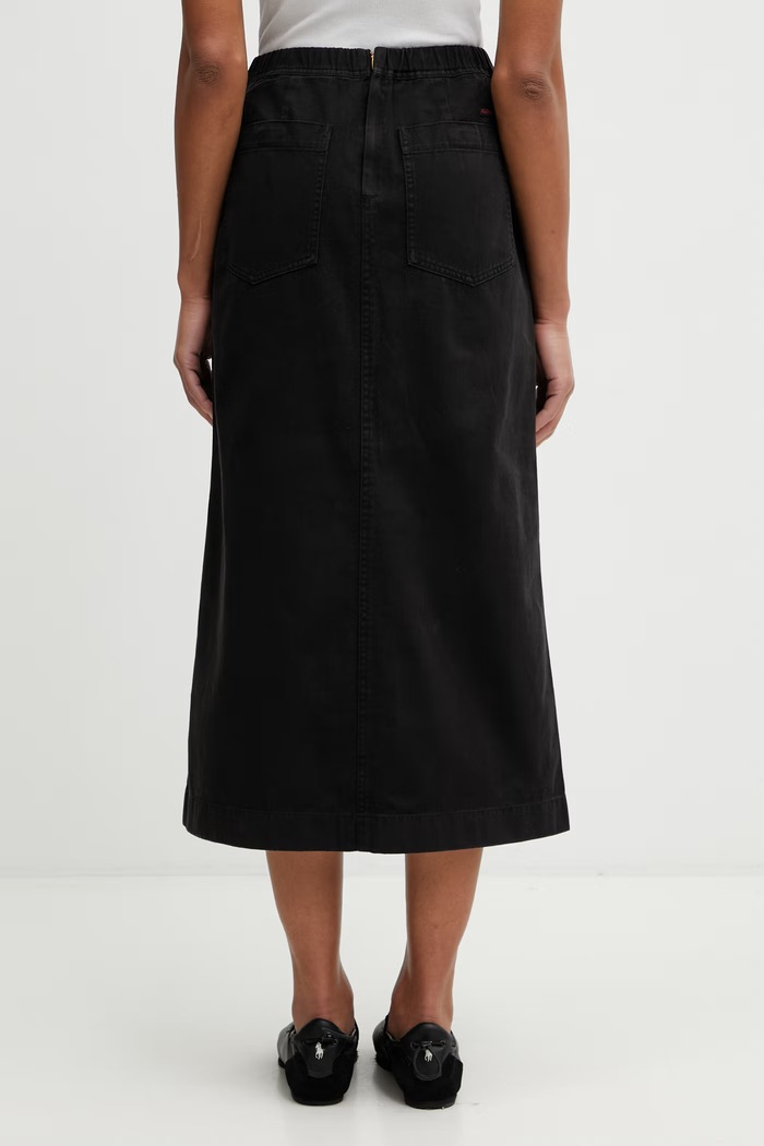 Ρούχα Gramicci LONG BAKER SKIRT φούστα με σκίσιμο βαμβακερή G3SW.SK069. μαύρο