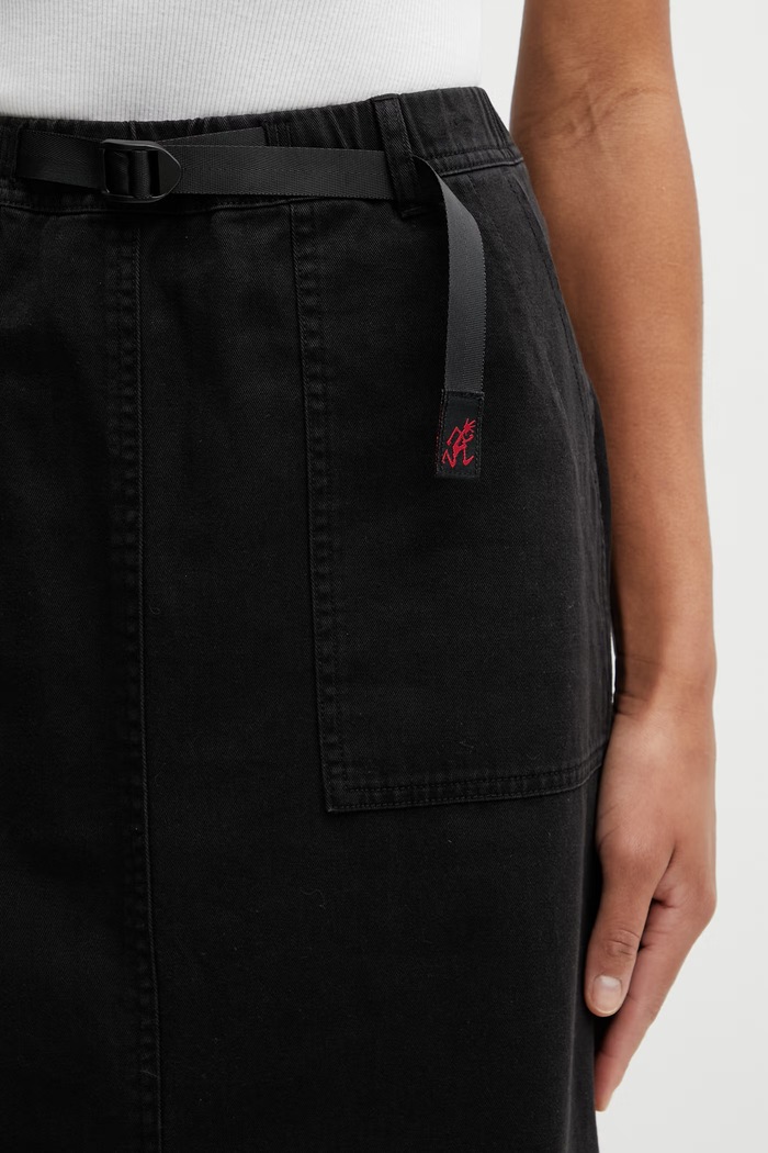 Gramicci LONG BAKER SKIRT φούστα με σκίσιμο βαμβακερή μαύρο G3SW.SK069.