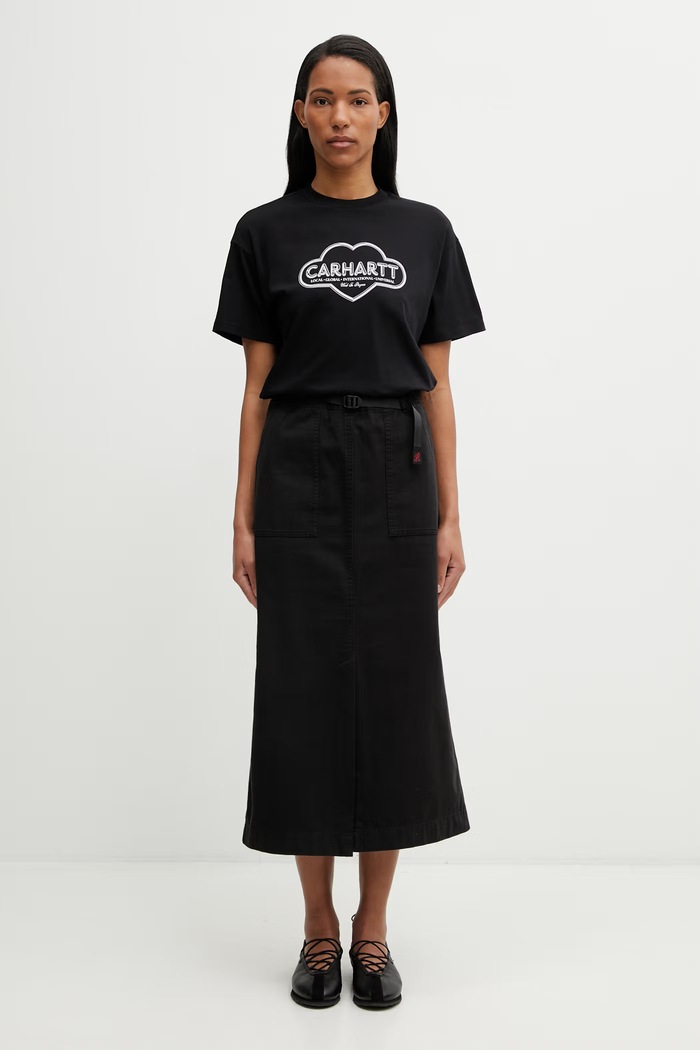 Gramicci LONG BAKER SKIRT φούστα με σκίσιμο βαμβακερή G3SW.SK069. μαύρο