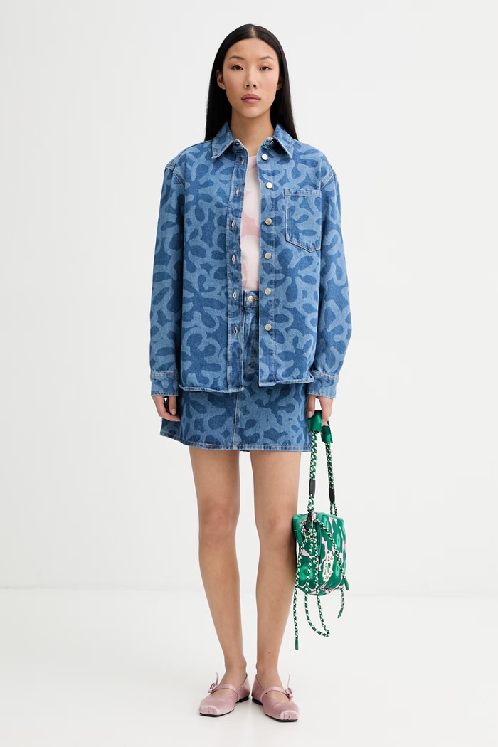 Marimekko fustă din denim 095422 albastru SS26