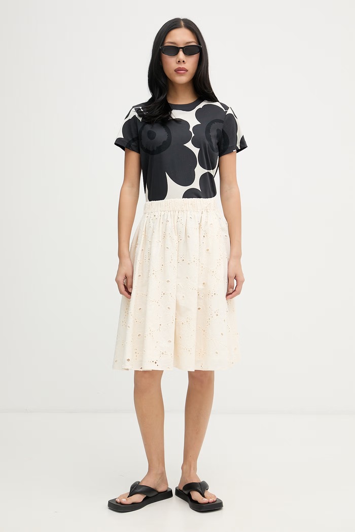 Marimekko Φούστα βαμβακερή 095631 μπεζ SS26
