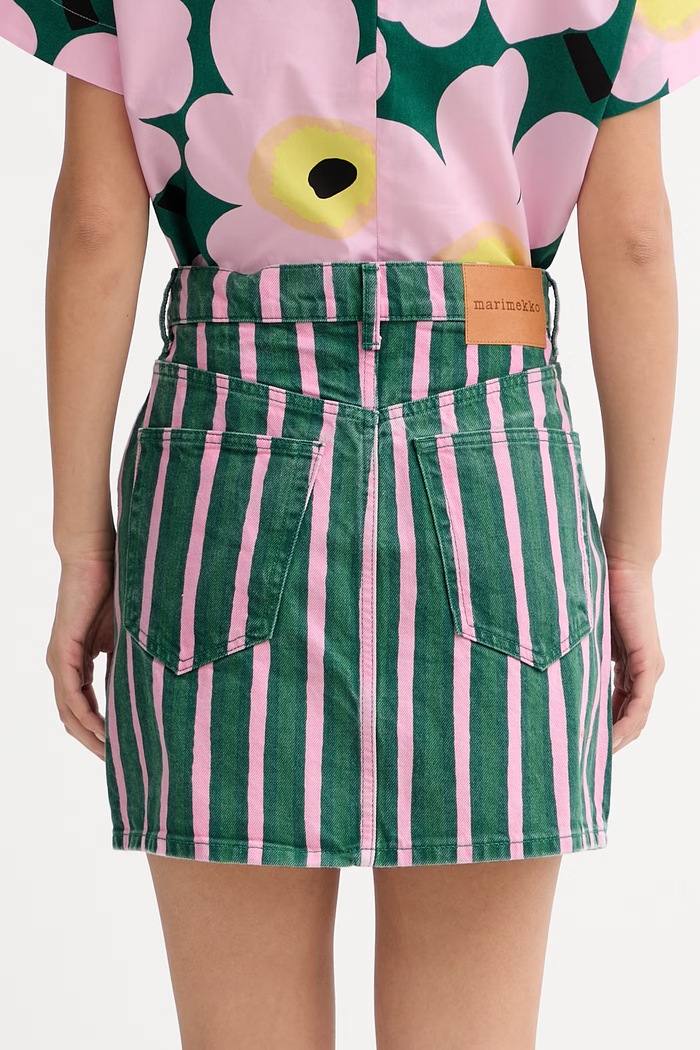 Odzież Marimekko spódnica trapezowa bawełniana 095434 zielony