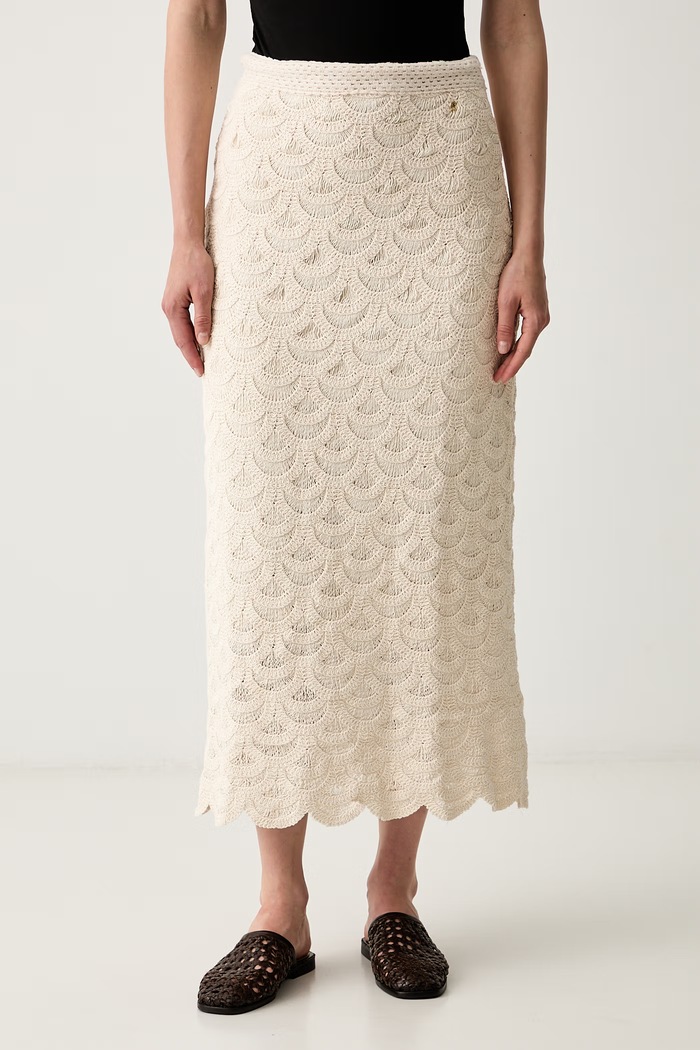 Pedro del Hierro spódnica bawełniana beżowy 7593183