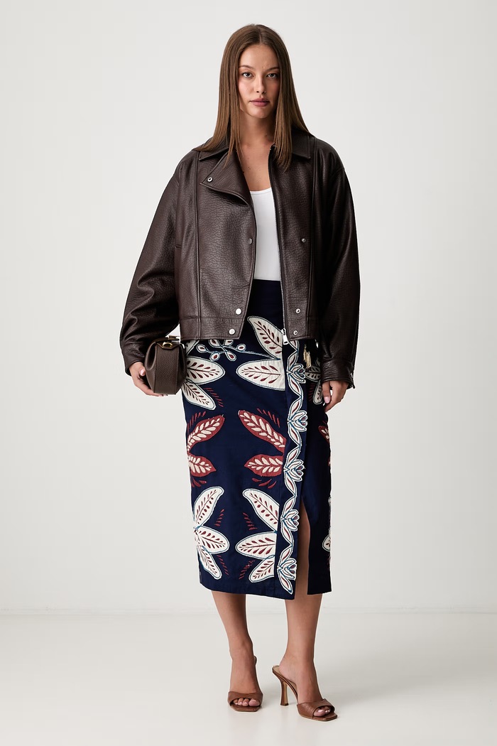 Pedro del Hierro spódnica z dodatkiem lnu 7593184 niebieski SS26