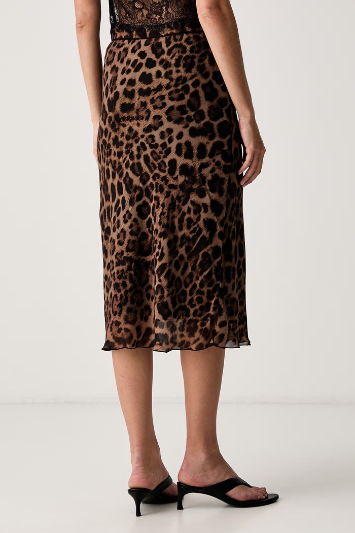 Odzież Le Privé spódnica z wiskozy GENET SKIRT LEOPARD LP00758 brązowy