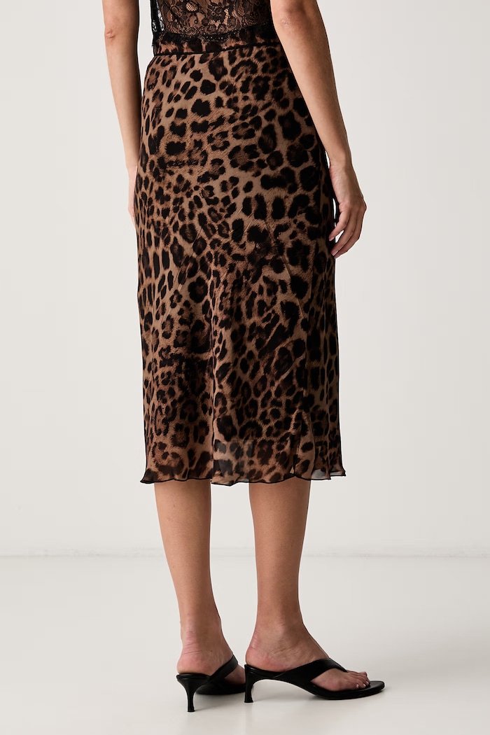 Odzież Le Privé spódnica z wiskozy GENET SKIRT LEOPARD LP00758 brązowy