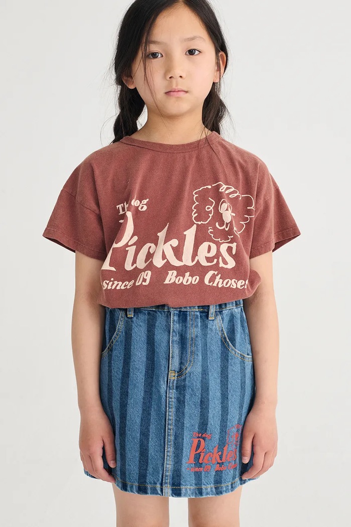 Dievčenská rifľová sukňa Bobo Choses Pickles The Dog pásiky tmavomodrá 126AC080