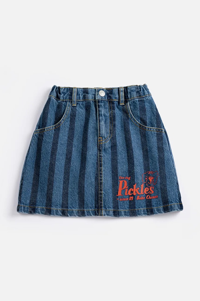 Dievčenská rifľová sukňa Bobo Choses Pickles The Dog 126AC080 tmavomodrá SS26