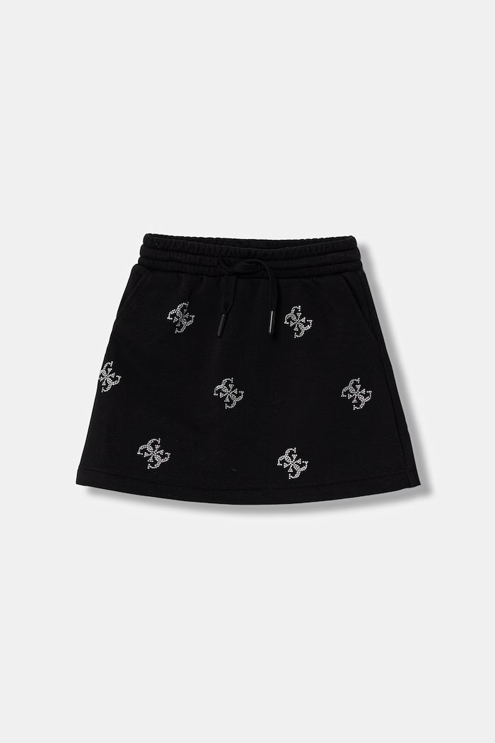 Guess fustă cu bumbac negru J6GD37.KF712.PPY2.M