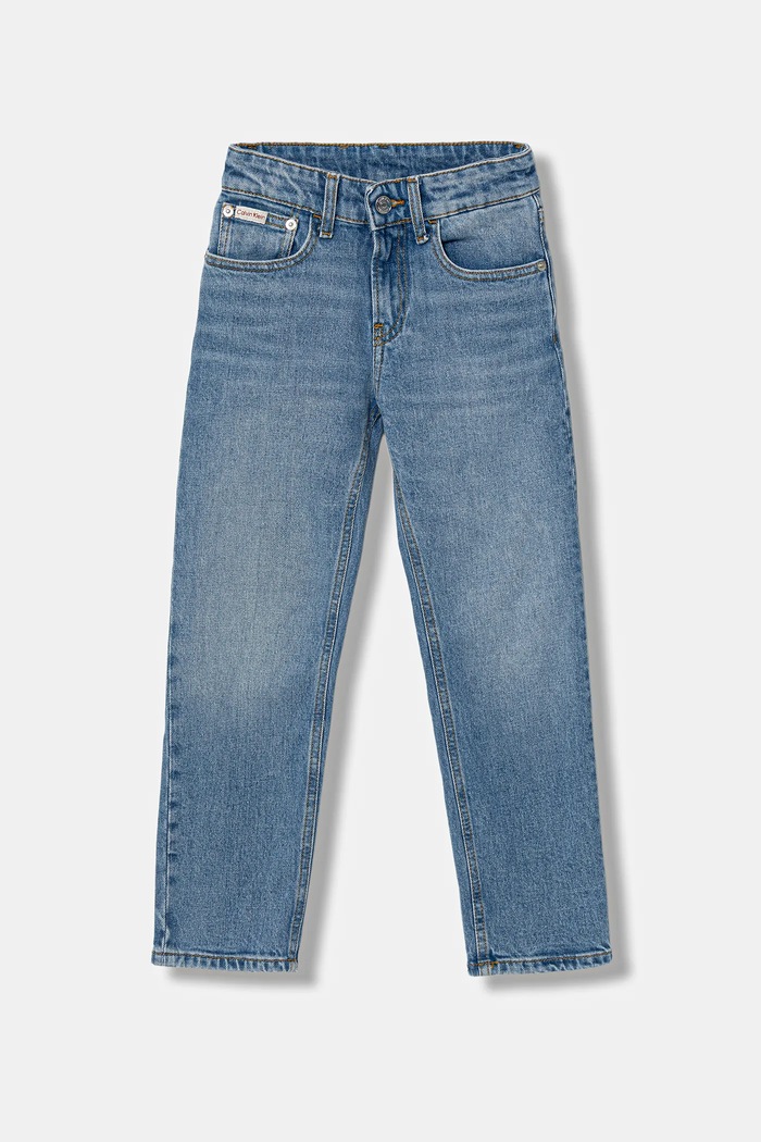 Detské rifle Calvin Klein Jeans STRAIGHT Planet friendly modrá IB0IB02640.128.176.PPY2