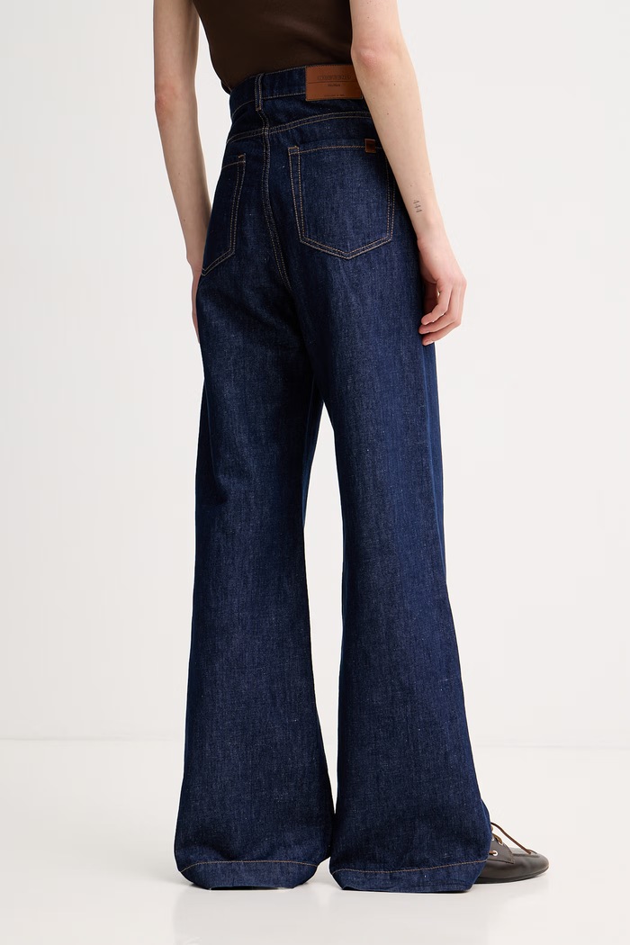 Oblečenie Weekend Max Mara dámske wide leg jeans LATINO 2615181012600 tmavomodrá