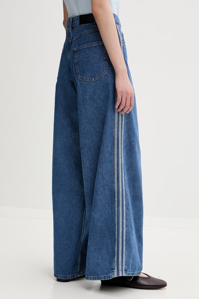 Abbigliamento adidas Originals Firebird jeans a gamba larga da donna KD2906 blu
