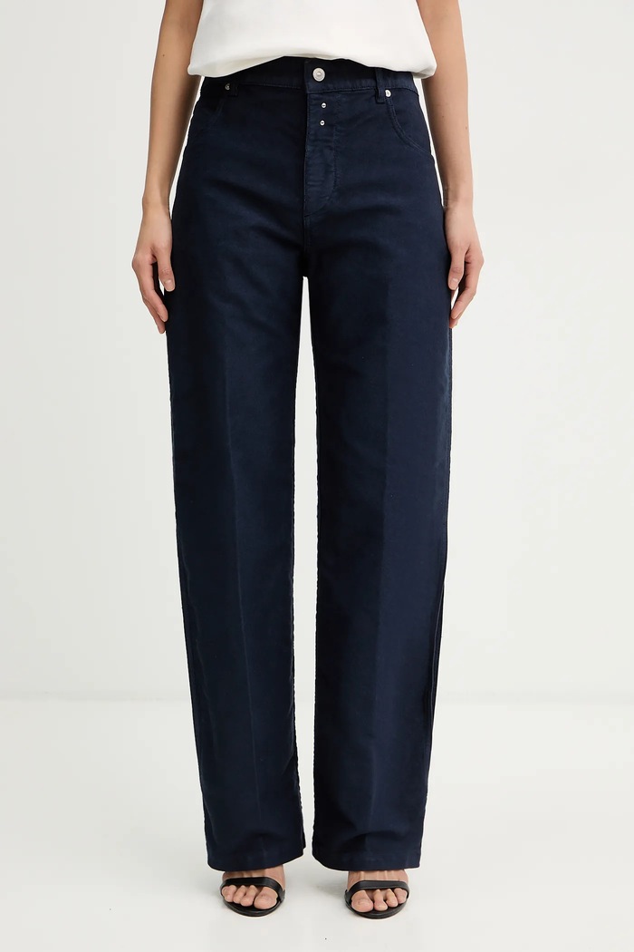 Victoria Beckham spodnie bawełniane bawełna granatowy 1126DJE006997A
