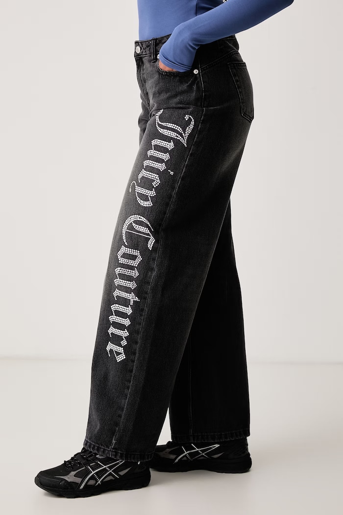 Jeansy wide leg damskie Diamante Juicy Couture JCDJE225952 szary