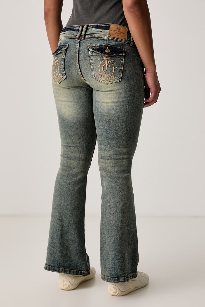 Oblačila Juicy Couture Flare kavbojke ženske JCDJE225955 modra