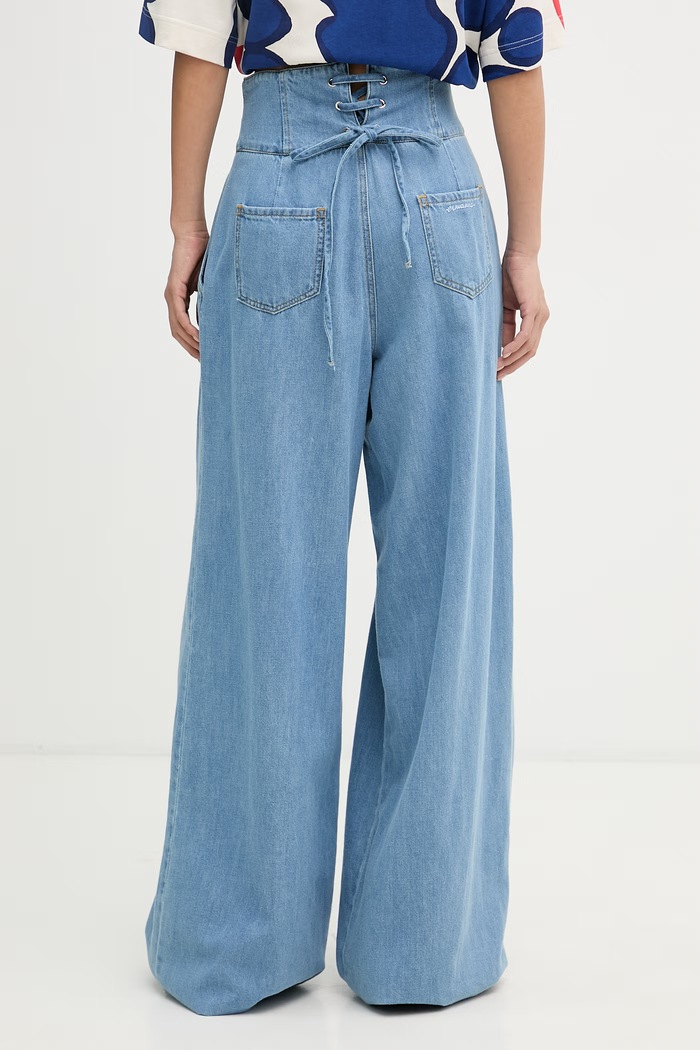 Îmbrăcăminte ERMANNO Firenze blugi wide leg pentru femei D48EP084EJ4 albastru