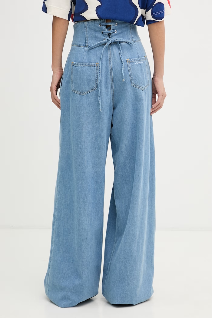 Îmbrăcăminte ERMANNO Firenze blugi wide leg pentru femei D48EP084EJ4 albastru