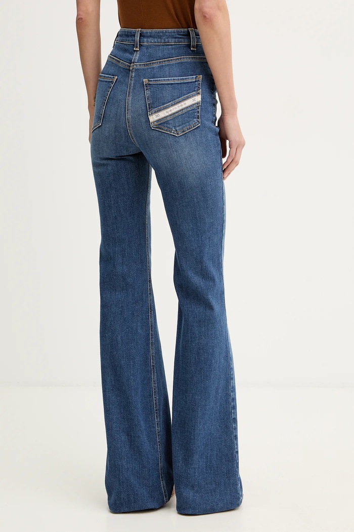 Elisabetta Franchi kavbojke flare kroja ženske PJ17D61E2 modra SS26