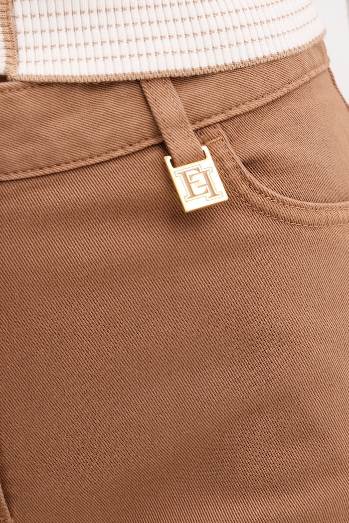 Elisabetta Franchi jeansy wide leg damskie brązowy PJ23N61E2