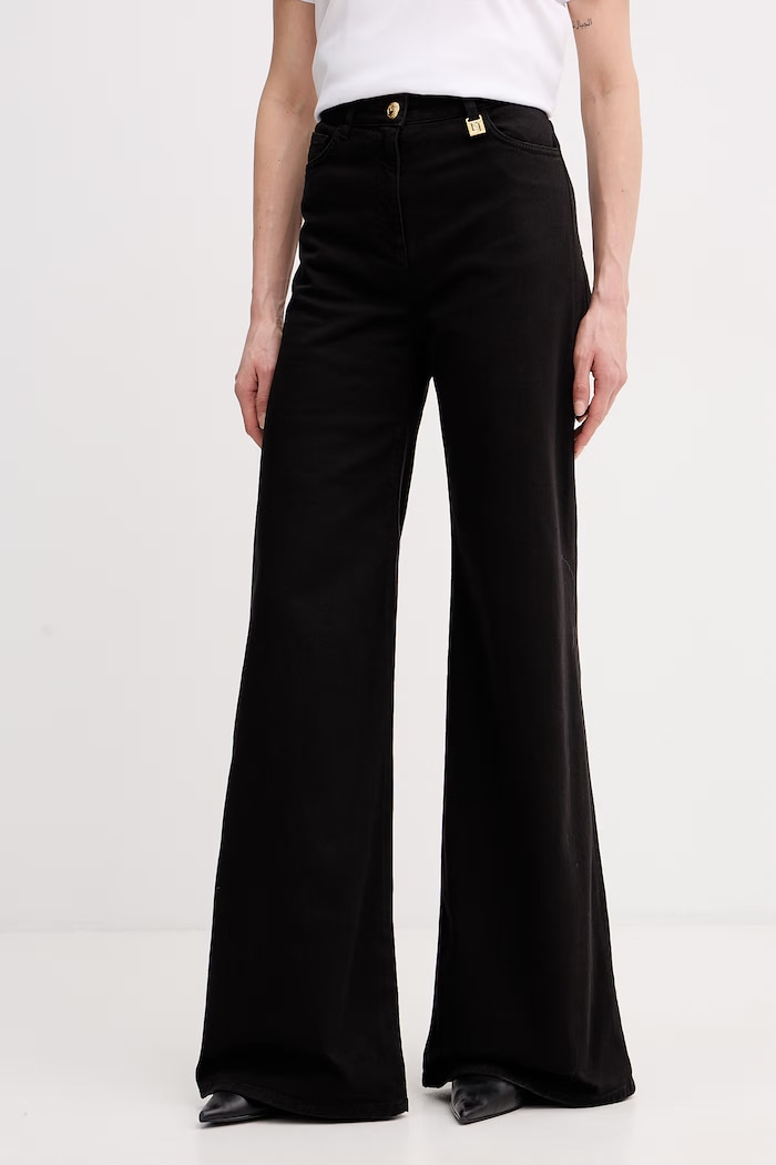 Elisabetta Franchi blugi wide leg pentru femei negru PJ23N61E2
