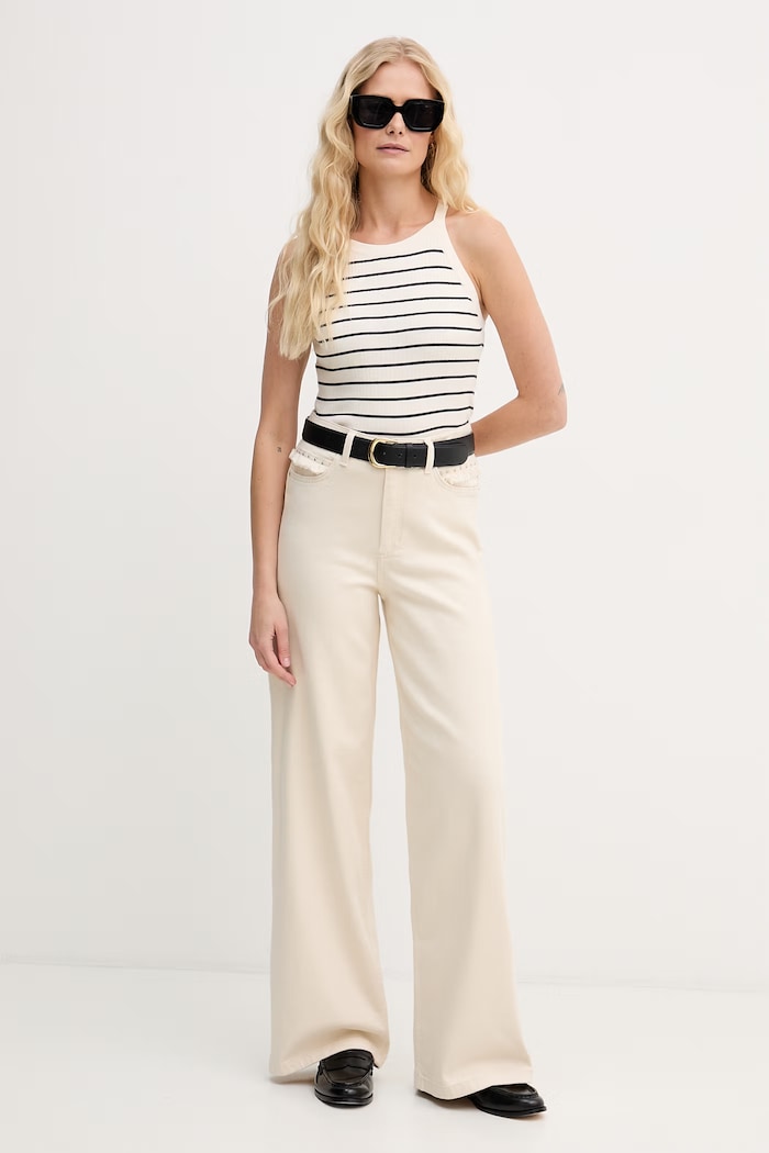 Mos Mosh Τζιν wide leg Γυναικεία Colette 176420 μπεζ SS26