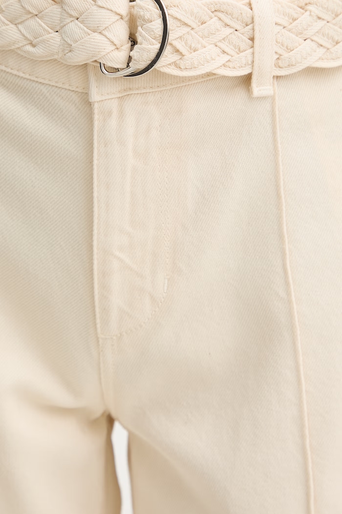 Liu Jo Nohavice wide leg dámske ľanové béžová UA6084.T346A