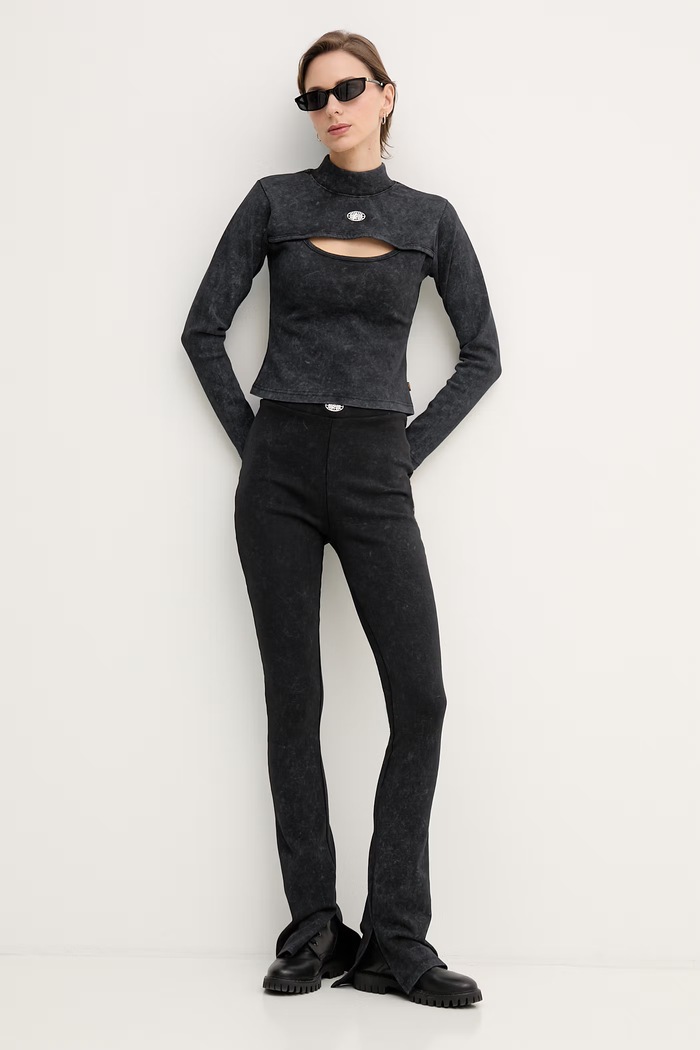 Alpha Industries colanți pentru femei, din bumbac cu elastan World Flared Pant W 266020 gri SS26