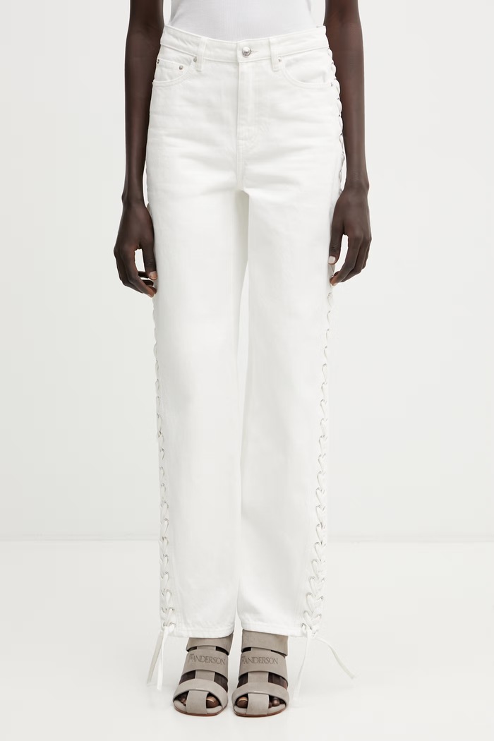 Rotate jeansy loose damskie beżowy 1155352121