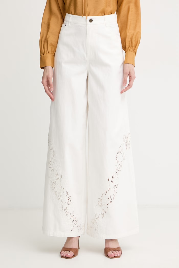 Twinset blugi wide leg pentru femei alb 261TT2461
