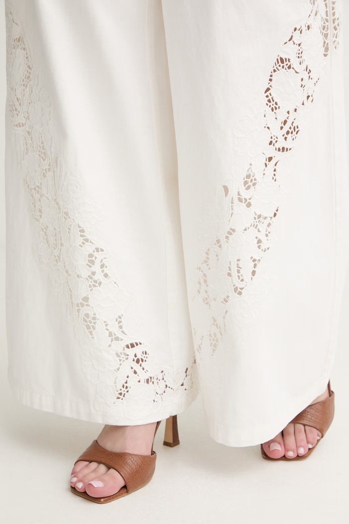 Twinset blugi wide leg pentru femei alb 261TT2461