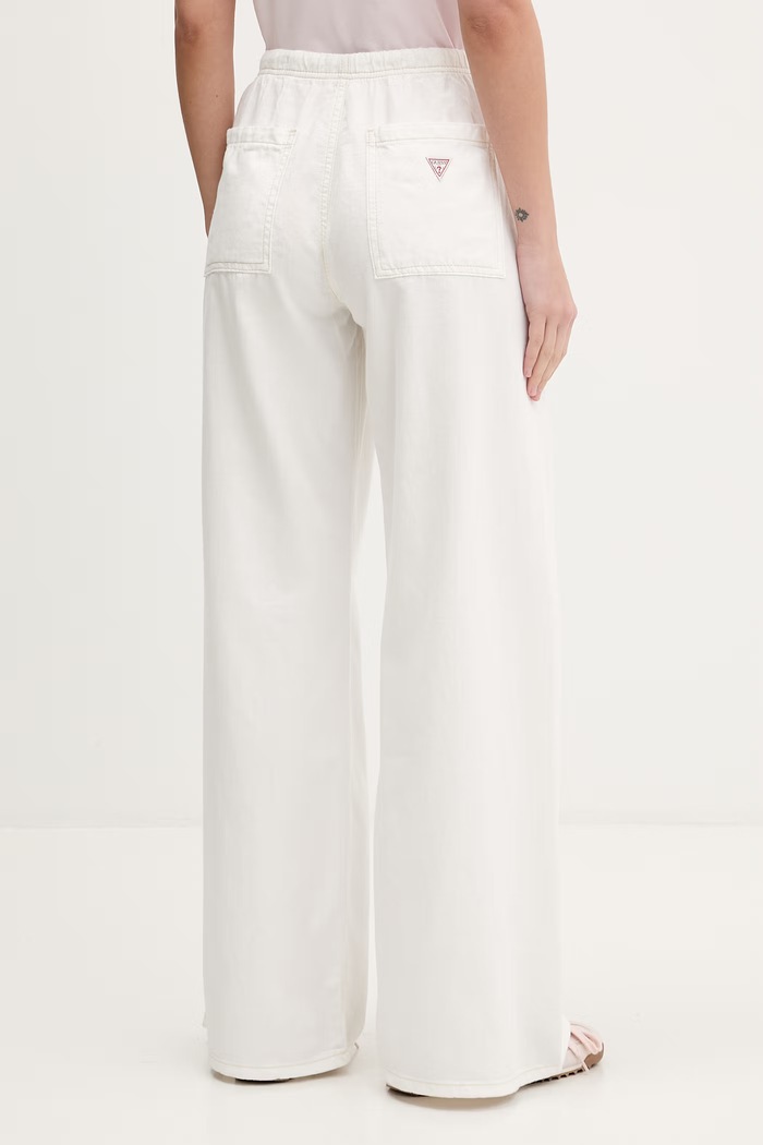 Ρούχα Guess Jeans Τζιν wide leg Γυναικεία W6GA2J.D5NW2 λευκό
