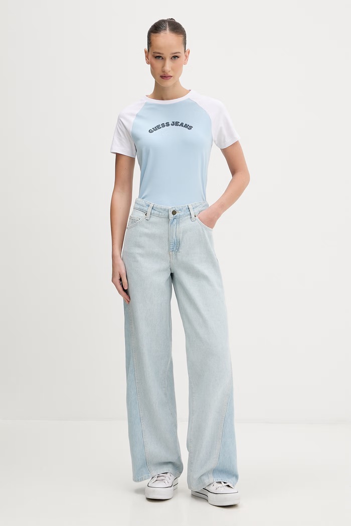 Guess Jeans Τζιν φαρδιάς γραμμής Γυναικεία W6GA2T.D6534 μπλε SS26