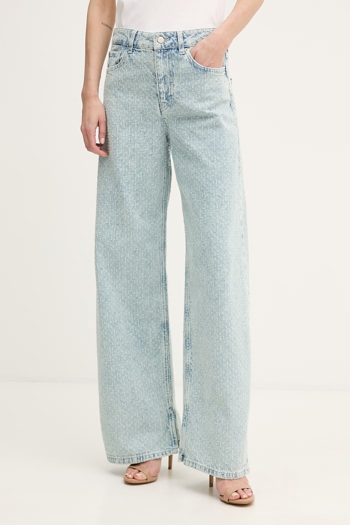 Sisley blugi wide leg pentru femei albastru 4YDRLE04Z