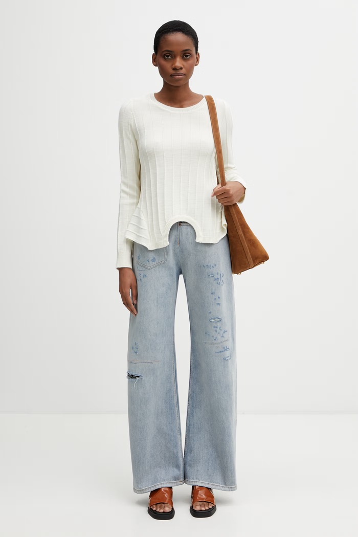 Jeansy relaxed fit damskie MM6 Maison Margiela niebieski S52LA0243.M30055.962