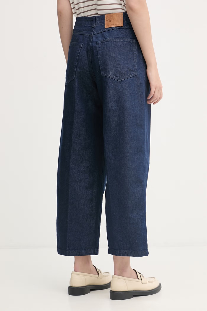 Odzież United Colors of Benetton jeansy wide leg damskie 4ZDWDE02V granatowy
