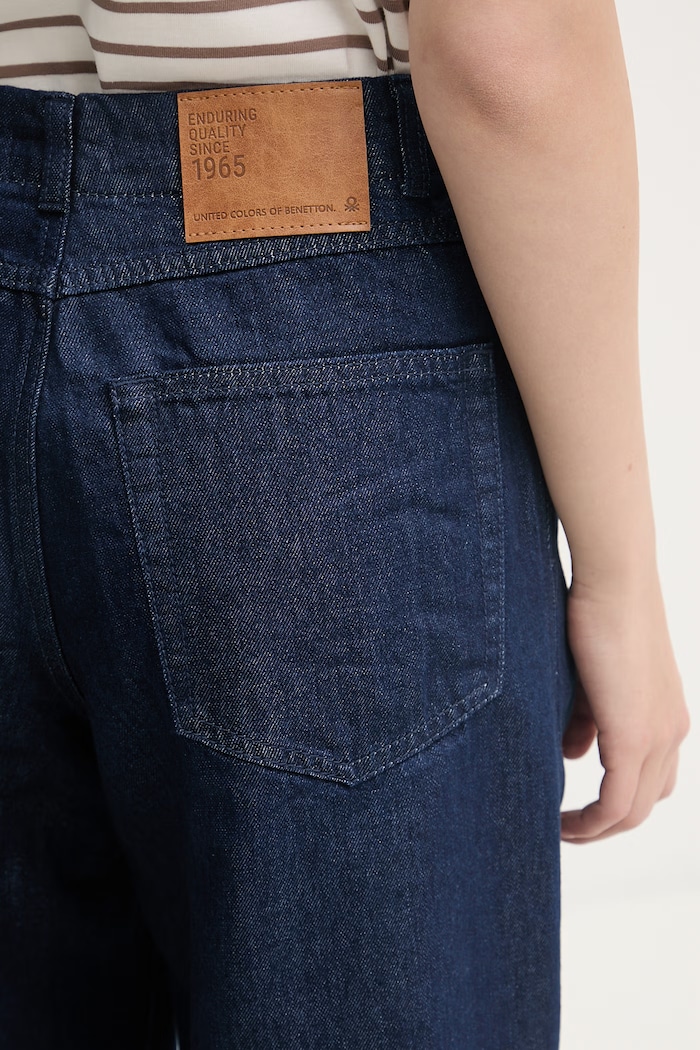 United Colors of Benetton jeansy wide leg damskie granatowy 4ZDWDE02V