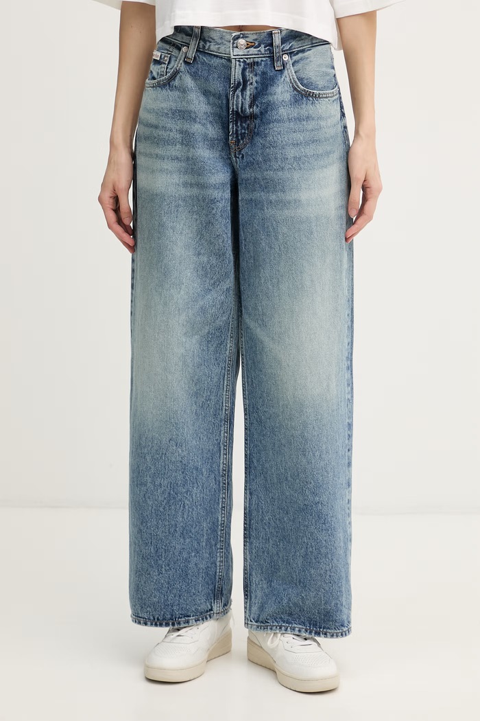 Calvin Klein Jeans rifle rovné dámske modrá LV047F473G
