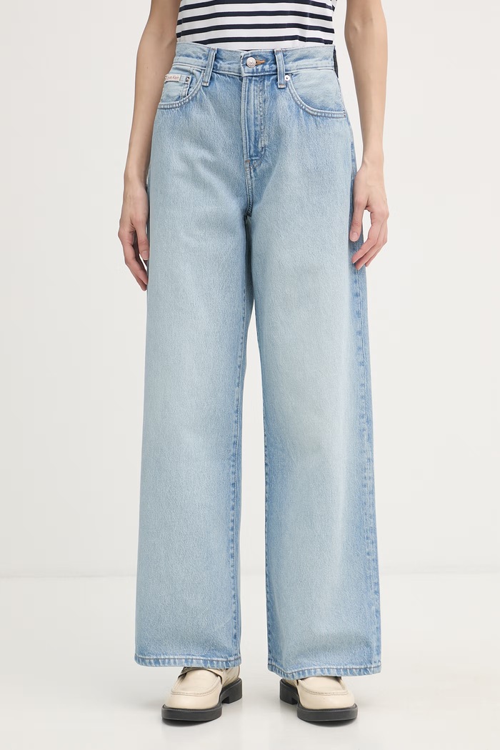 Calvin Klein Jeans Rifle wide leg dámske modrá LV047F662G