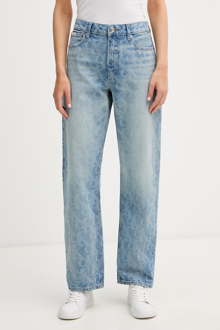 Calvin Klein Jeans rifle straight dámske modrá LV047F678G