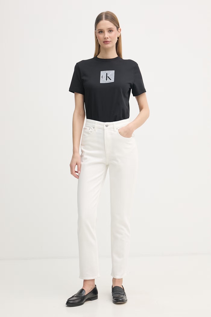 Calvin Klein Jeans rifle mom fit dámske LV047F703G béžová SS26