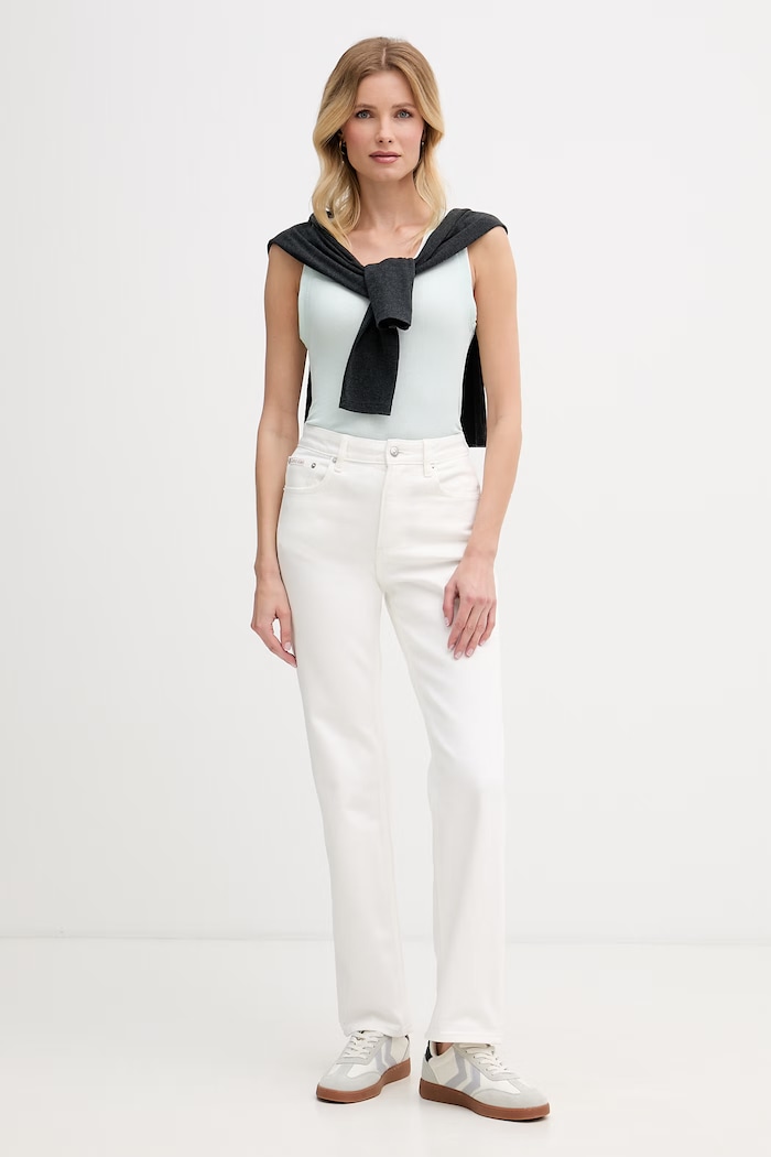Calvin Klein Jeans rifle straight dámske LV047F712G biela SS26
