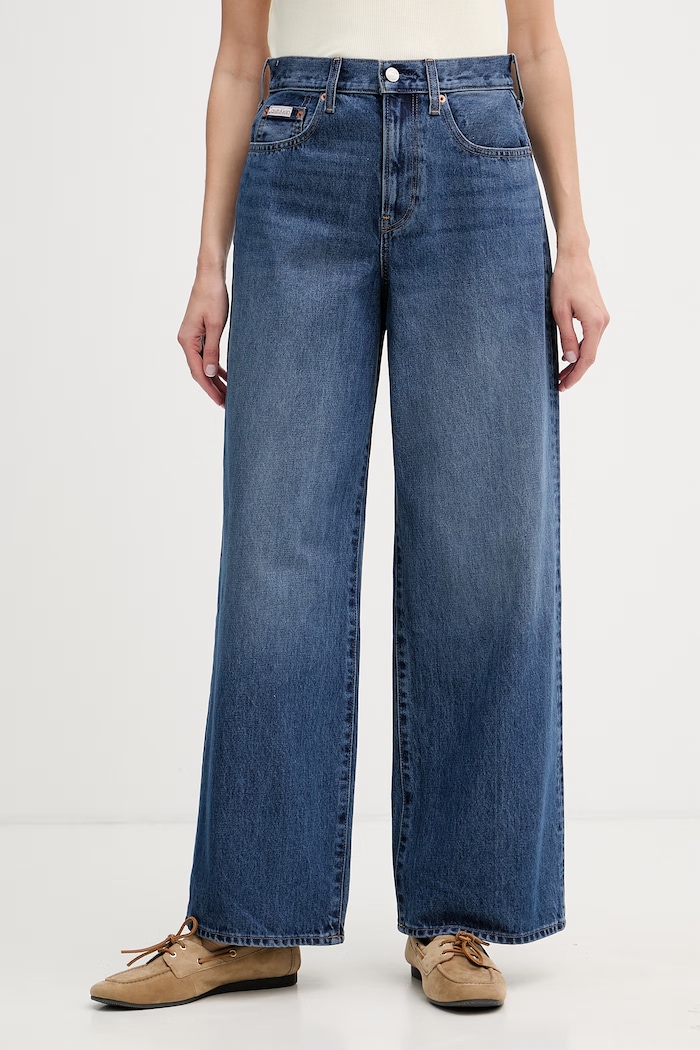 Calvin Klein Jeans rifle wide leg dámske tmavomodrá LV047F727G