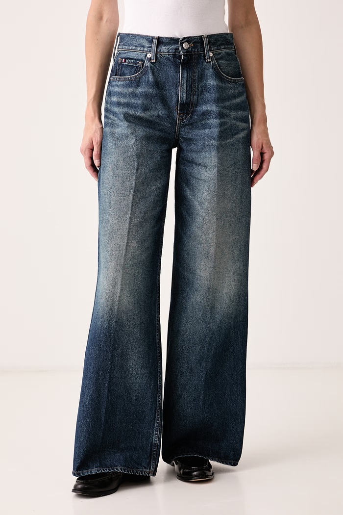 Tommy Hilfiger Jeansy wide leg damskie niebieski WW0WW48567