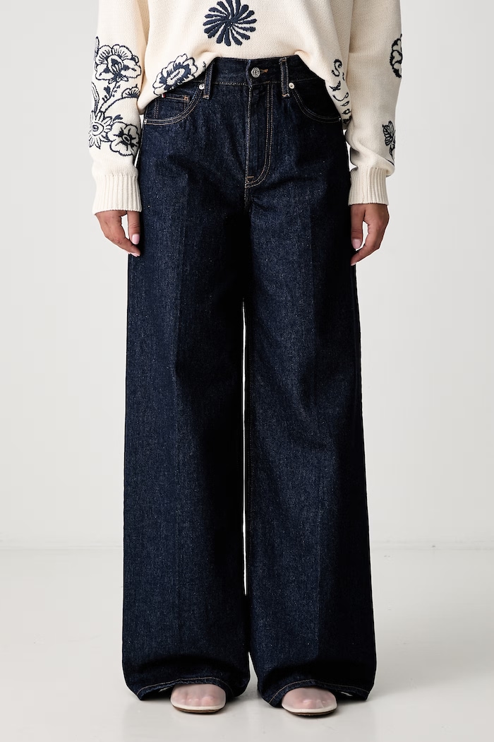 Tommy Hilfiger jeansy wide leg damskie granatowy WW0WW48567