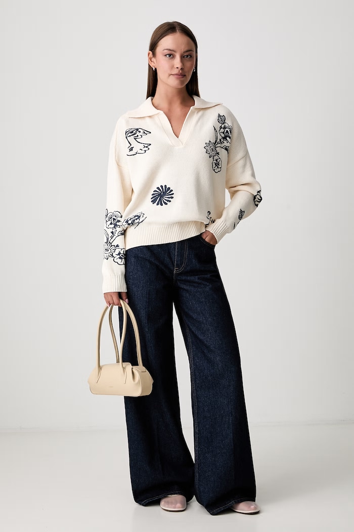 Tommy Hilfiger jeansy wide leg damskie WW0WW48567 granatowy SS26